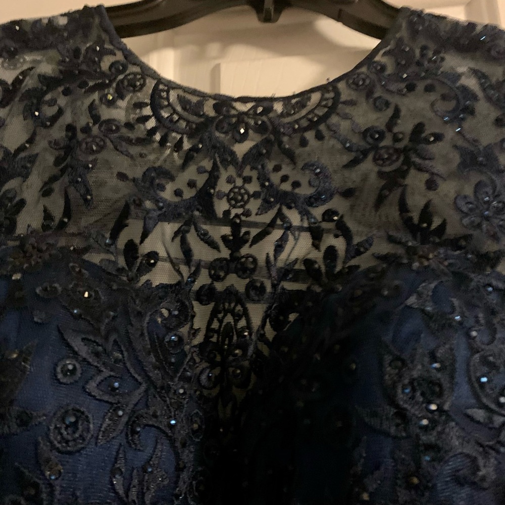 Mori Lee Size 1/2 Navy Blue Prom Dress - Picture 10 of 12